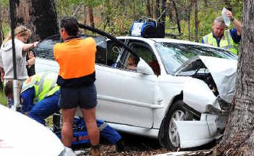 Rescue scene: Police believe the driver may have suffered health complications prior to the accident. Rescue scene: Police believe the driver may have suffered health complications prior to the accident.